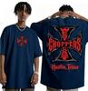 T-shirt Unisex West Coast Choppers con Stampa Croce Nuova Cotone Traspirante Comfort Oversize Hip Hop Motocicletta Manica Corta