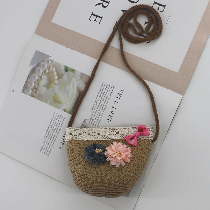 2025 Cute Summer Kids' Mini Woven Wheat Straw Crossbody Beach Bag