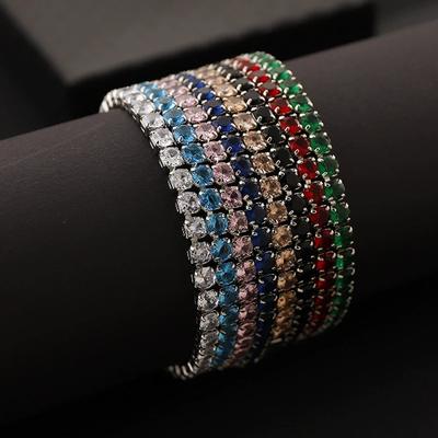 Pulsera de Tenis Versátil de Zirconia con Diamantes Completos, para Pareja, Hombres y Mujeres, Colorida, Brillante, Lujo Ligero, Joyería de Alta Gama