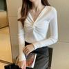 Versatile Knit Sweater Women Long Sleeve V Neck Inner Outer Wear Slim T Shirt Base Layer
