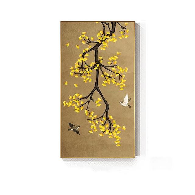 

Абстрактные Гостиная Цветы Гинкго и Птицы Картина на Холсте Красивые Растения Плакаты Настенные Художественные Печати Украшения Картины Без Рамки 20*40cm No Frame