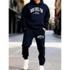 Mens Hooded Sweatshirt Tracksuit 2 Piece Set Letter Print Casual Warm Sportswear