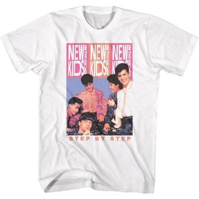 New Kids On The Block Step by Step Herren Weißes Kurzarm-T-Shirt 90er Musik Boyband Grafik-T-Shirts