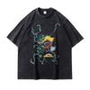 Himiko Toga Print Tshirt Vintage Washed My Hero Academia Anime Graphic T Shirts Oversized Harajuku Washed Tshirt Men Women Tees