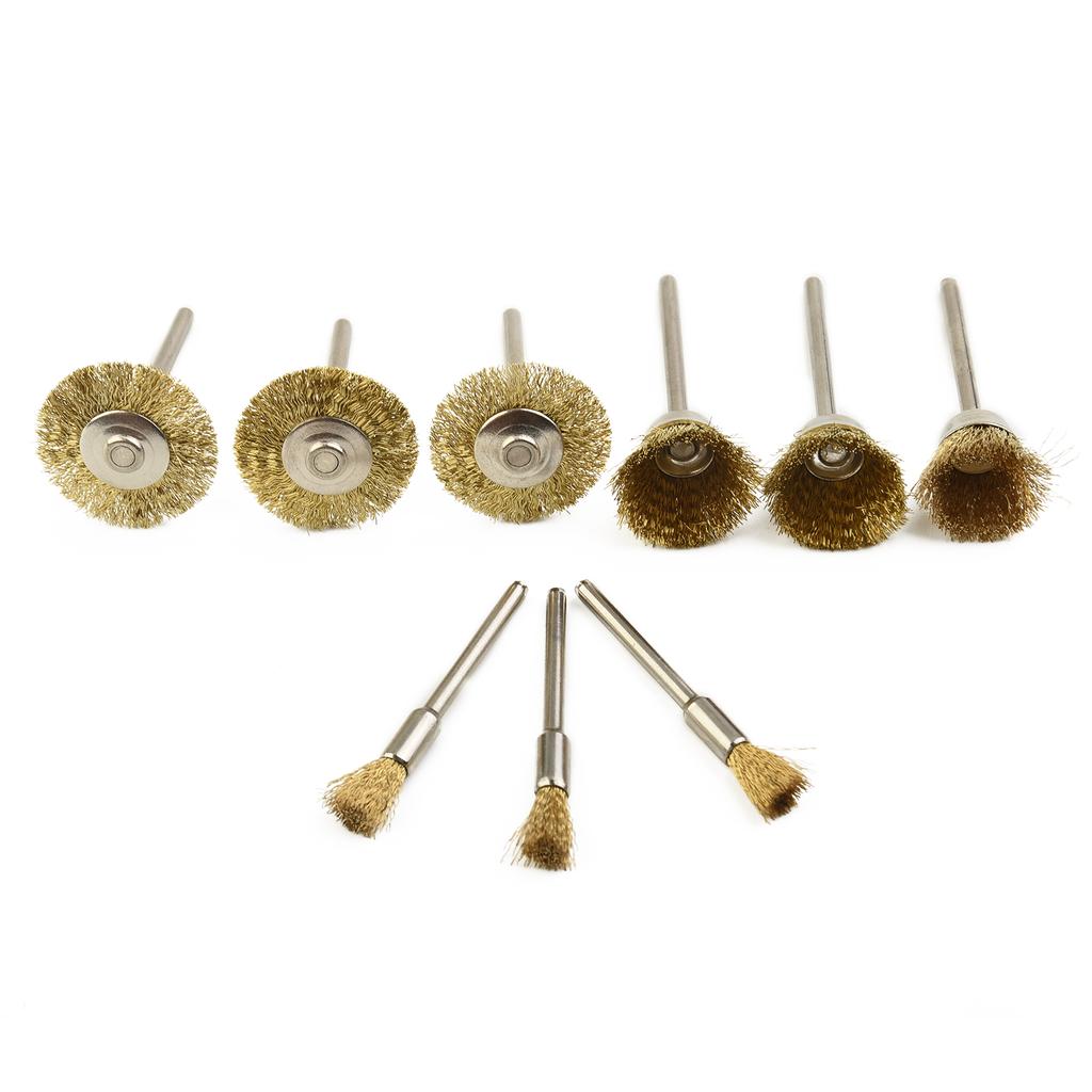 Wheels Wire Brush 1/8" Tools For Die Grinder Polishing Rotary Shank Drill Removal 9pcs Kit 18mm 22mm Convenient