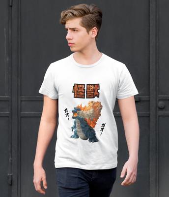 Japanese Monster Graphic Tee - Kaiju Fire Breathing Monster Graphic Tee