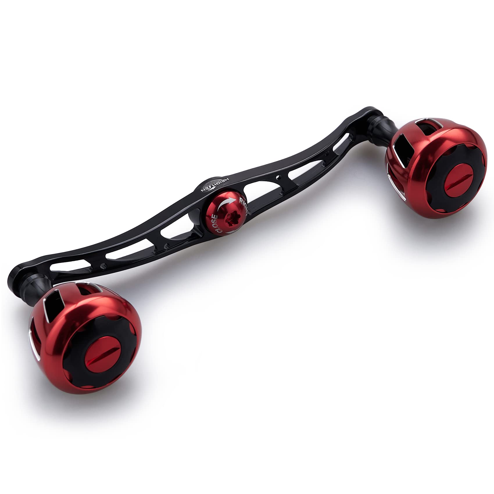 

HEIGHTEN Reel Handle with 32mm Compatible with and Abu Garcia Baitcasting Wheel Series 130/120mm Knob, Shimano, Daiwa, Reels, (Black & Red) (526)