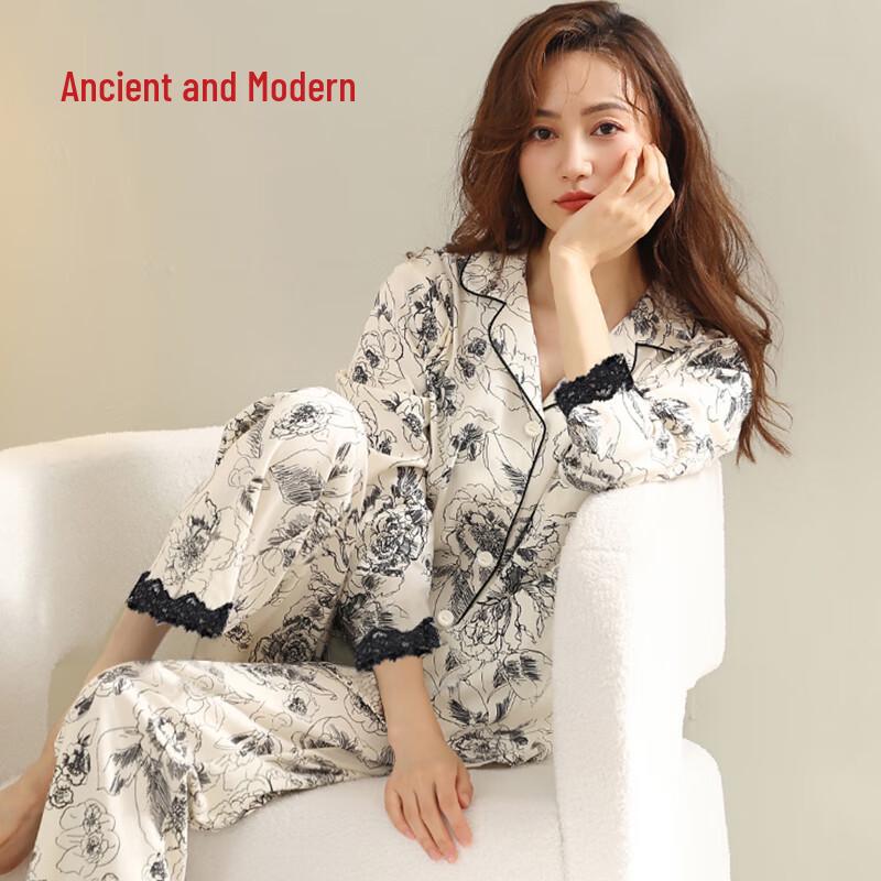 GUJIN Women s 100% Cotton Long Sleeve Loungewear Pajama Set L