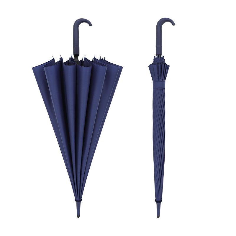 16-Bone long-handled umbrella large solid color simple and strong automatic double male wind-resistant brush