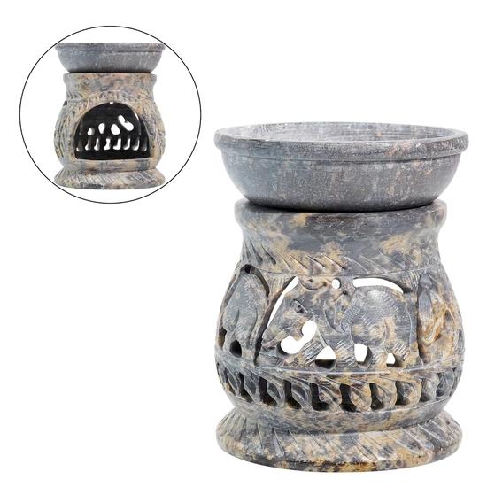 

Крокон Мыльный камень Дизайн слона Масляная горелка для медитации, исцеления, ароматерапии, спа, офиса, домашнего декора, подставка-держатель для свечи-таблетки - 7,7X7,7X10 см