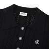 FAIRLIAR GOLF Scallop Ribbon Button Short Sleeve Knit (Black)
