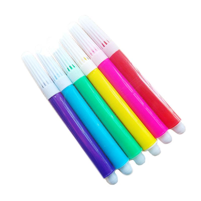 6-Color Watercolor Markers & Paint Brushes Set for Kindergarteners