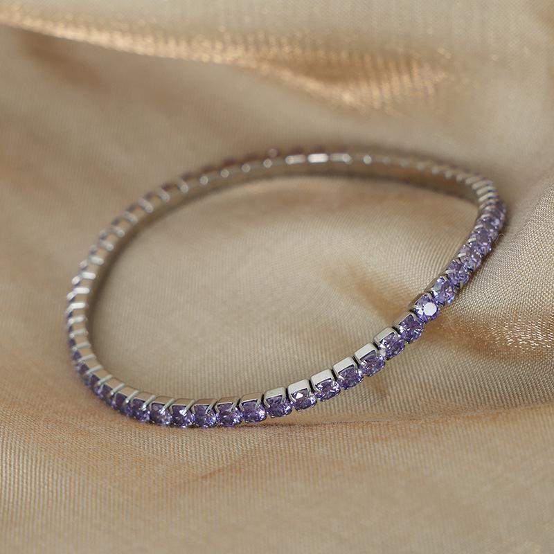 Multicolor Zircon Gold-Plated Titanium Steel Elastic Bracelet