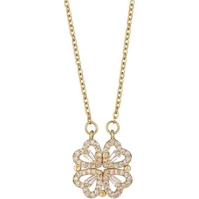Women's Necklace Four-Leaf Clover Heart Pendant Gold Plated Stainless Steel