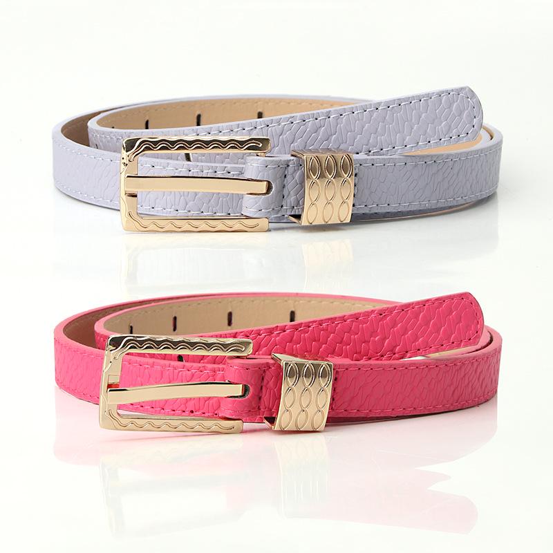 Women's Retro Fashion Thin Leather Belt with Pin Buckle and Pattern Decoration - Versatile Summer Accessory