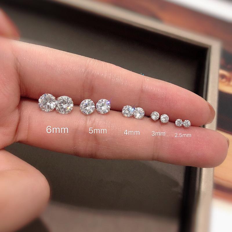 Super Flash Diamond Small Stud Earrings 3-6mm Men's and Women's Zircon Simple Earbone Stud Earrings