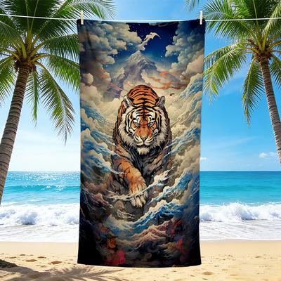 1Pc Tiger Clouds Beach Towel Quick Dry Multiuse For Beach Pool Gym Yoga Home Travel Christmas Halloween Xmas Gift G1279