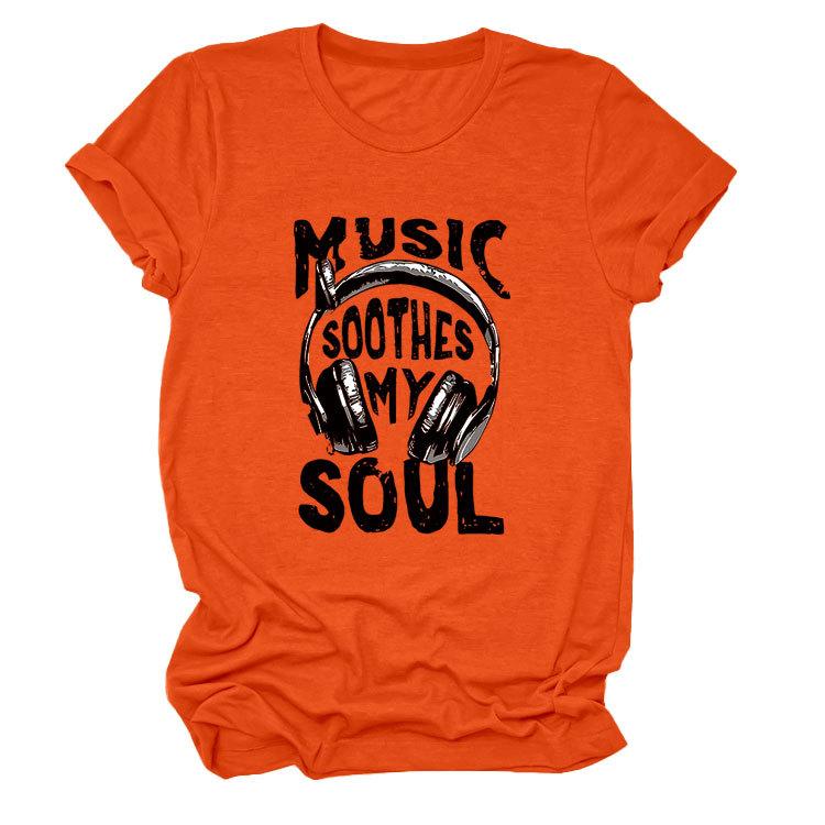 Personality trendy music soothes my ladies bottoming round neck short sleeve t-shirt