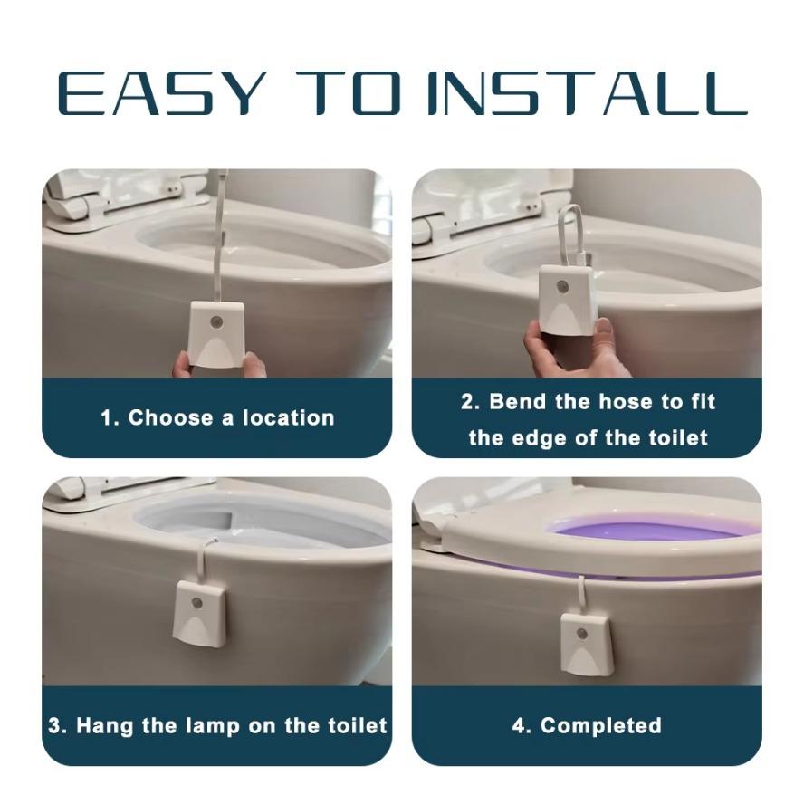 Colorful Dimmable LED Human Motion Sensing Light Toilet Projection Night Light Intelligent Charging Waterproof Decoration Light