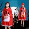 1 Set Halloween Clothes Hobby Funny Cute Comfortable Beautiful Decorative Polyester Holiday Wear Cosplay Little Red Riding Hood Dress Birthday Gift