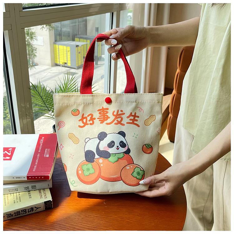 Cartoon Canvas Tote Bag for Kids, Birthday Party Favors Gift Pouch, Wedding Candy Bag, Festival Giveaway Handbag CLE