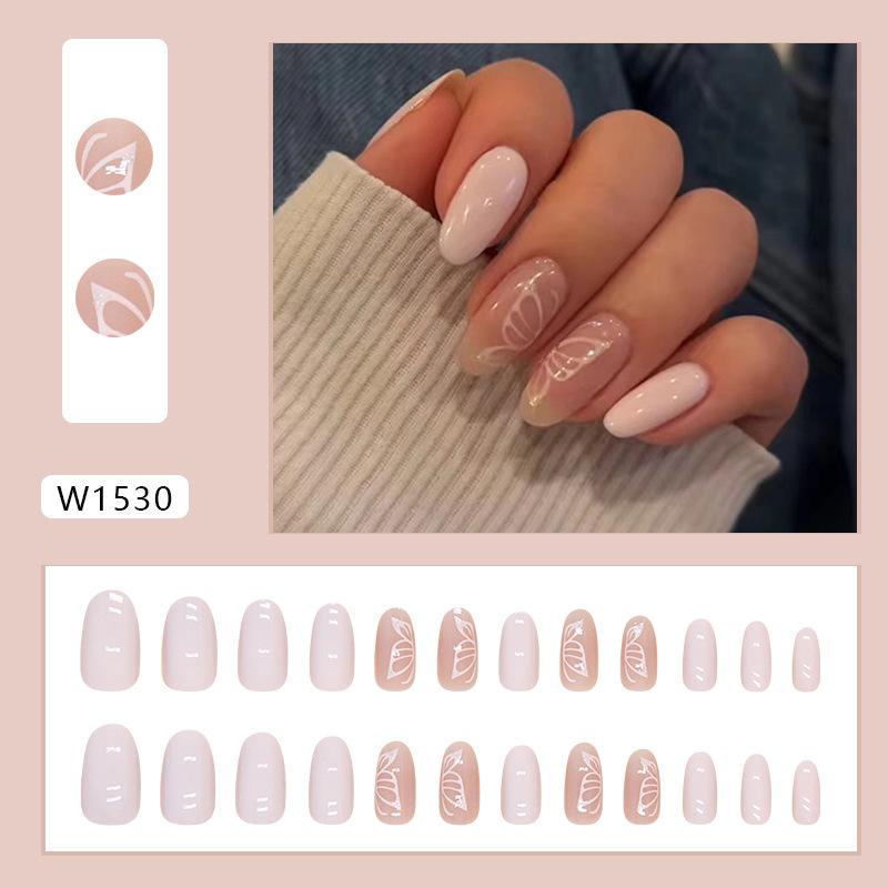 

Wearing armor Removable butterfly nail piece Oval patch European and American fake nail piece 24 pieces