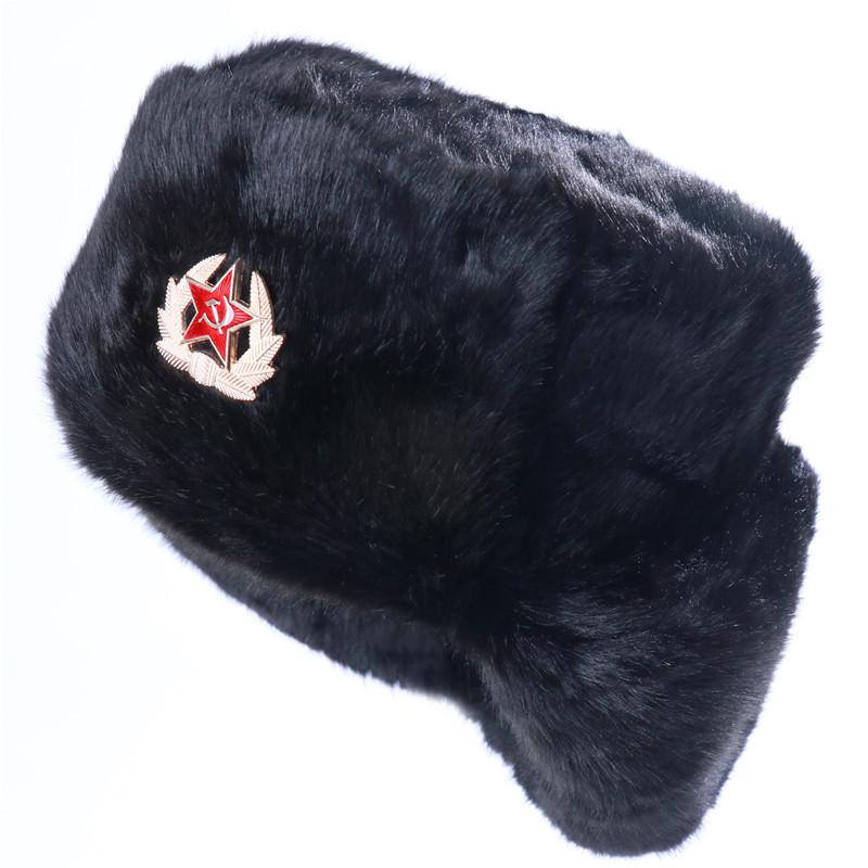 Soviet Coat of Arms Lei Feng Hat Outdoor Cold Wig Hat Piled Thickened Winter Warm Ear Protector Cotton Hat
