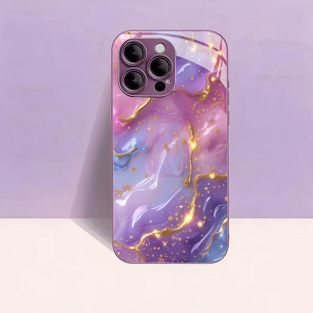 Colorful For Electroplated Glass Phone Case For iPhone 17 16 15 14 13 12 11 Pro Max Plus 16E 17Air Cover