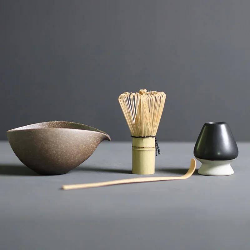 3/4 Stück Handgefertigt Zuhause Leicht zu Reinigen Matcha Tee Set Werkzeugständer Kit Schale Besen Schaufel Geschenk Zeremonie Traditionelles Japanisches Zubehör