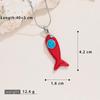 Enamel and Natural Stone Fish Pendant Necklace with Clavicle Chain