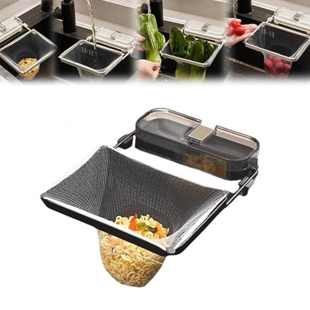 Sink Drainer Suction Cup Sink Strainer Reusable Sink Drain Strainer for Kitchen Food Waste with 50 Pcs Disposable Mesh Bags Foldable Multifunctional