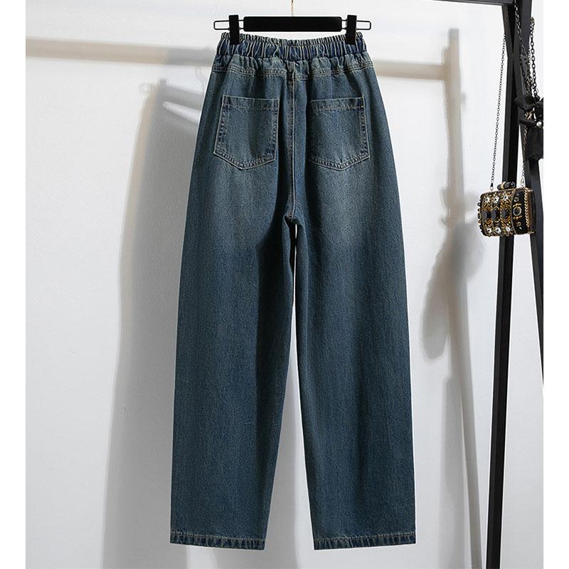 Plus Size 4xl Loose Women Denim Pants Autumn High Waist Casual Jean Pants Female Casual Pocket Women Pants 2025