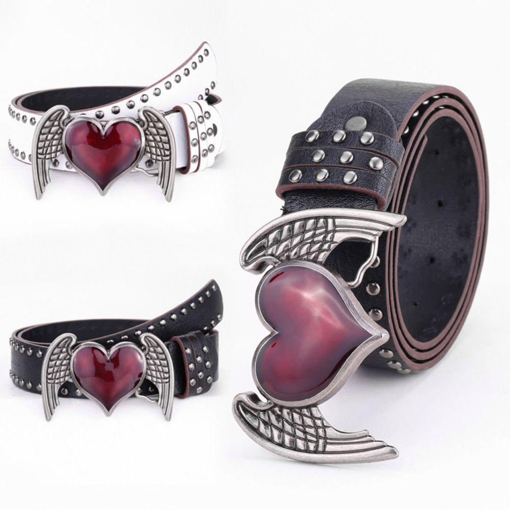 Double Hole Eyelet Grommet Gothic Waistband Trendy PU Leather Waistband Vintage Buckle Waist Belt