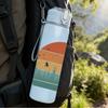 1PC Retro Circle Mountain Sunset Art 750ml Color Plastic Sports Water Bottle Leakproof Flip Straw Lid Suitable for Sports Office Home Use