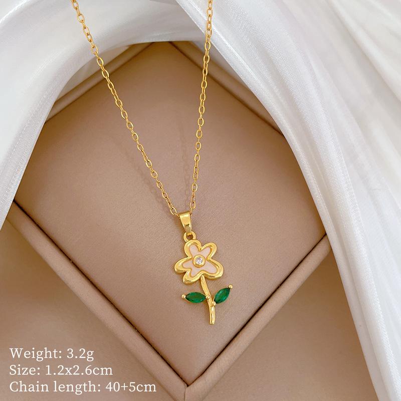 Mickey Head Heavy Industry Necklace Women'S Copper Micro-Inlaid Real Gold Electroplating Delicate Clavicle Chain Neck Chain