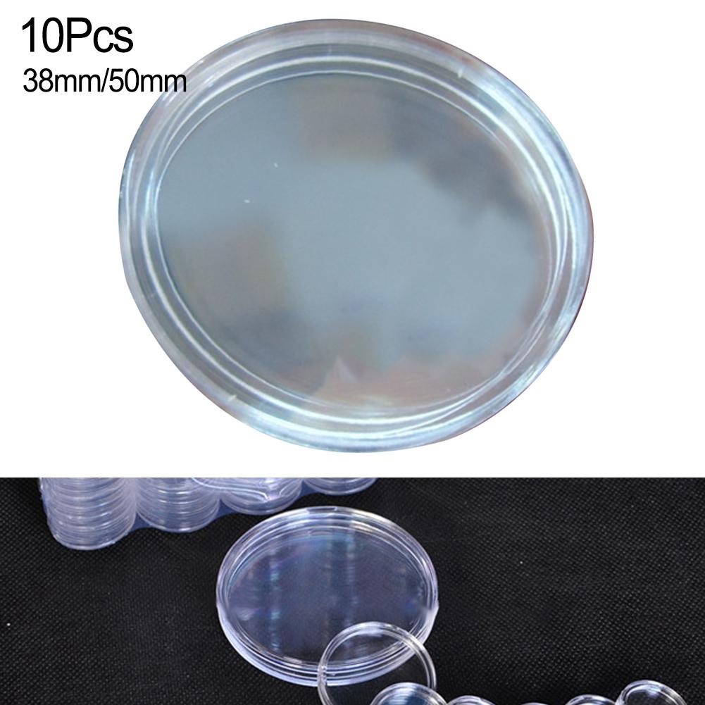 10Pcs Coin Case Transparent Round Storage Case Holder Coin Plastic Box 38/50mm