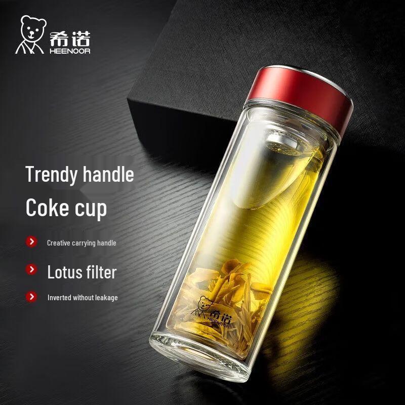 XINO Double-Layer Portable Glass Tea & Water Bottle