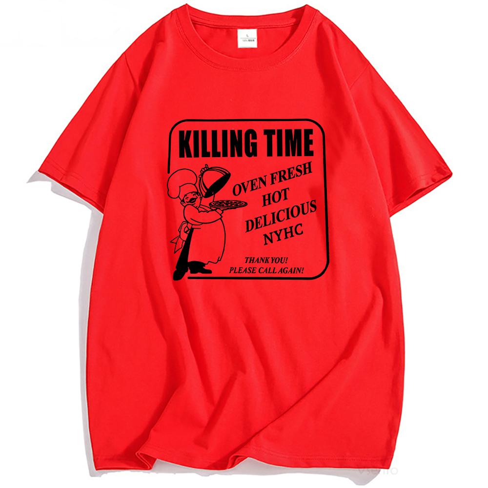 

KILLING TIME NYHC PIZZA TEE Cotton Short Sleeve Loose T-shirt Fashion Streetwear Graphic Print Clothing Unisex T Shirt XXL