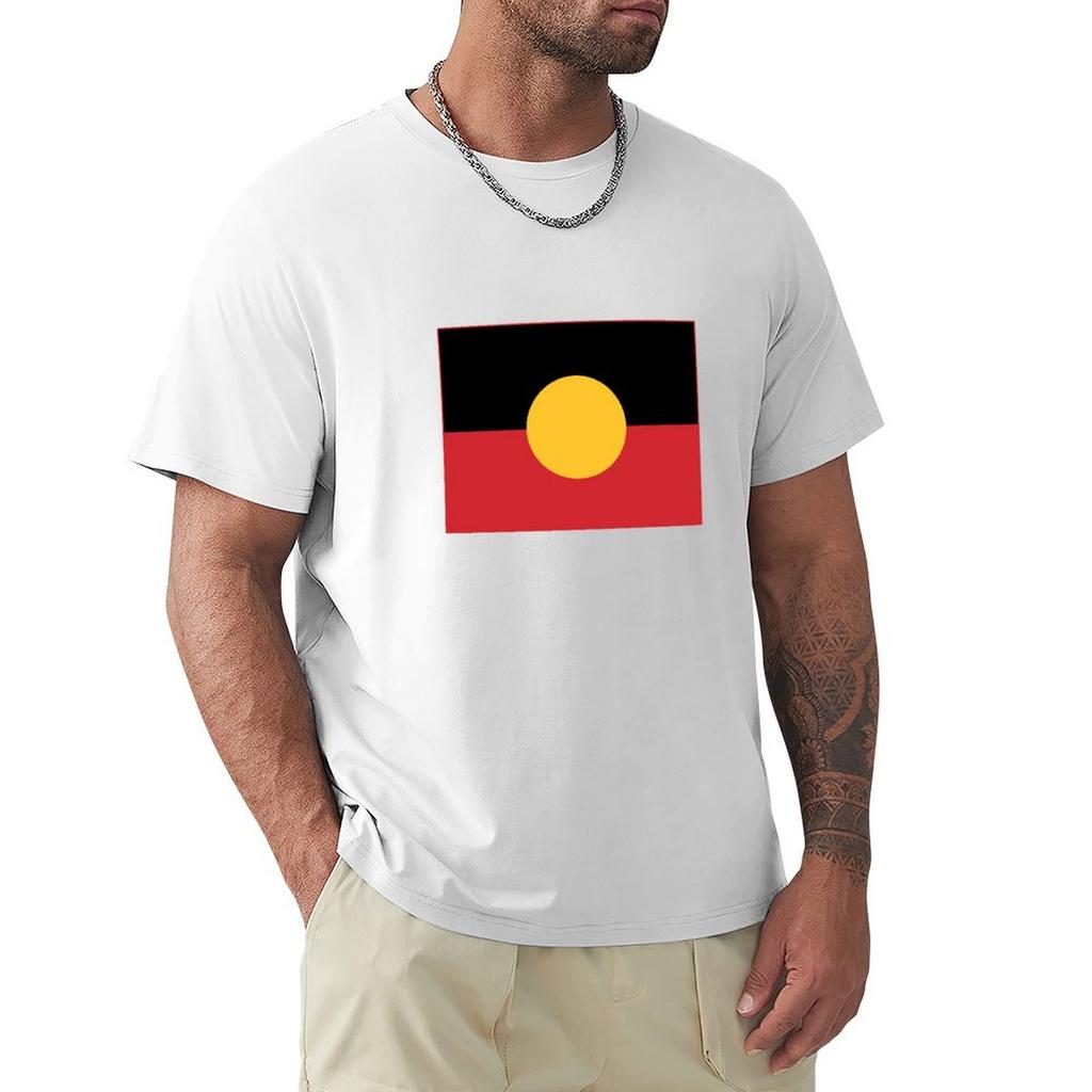 T-shirt Casual Moda Manica Corta in Cotone Bandiera Aborigena Australiana 6