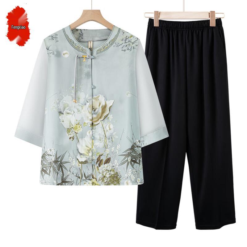 Fengxiao New Chinese Style Summer Top & Set for Elderly Women