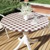 Homaxy New Round Tablecloth 1 PCS PEVA Material Wipeable Flannel Backed Vinyl Tablecloths Waterproof Elastic Fitted Table Covers