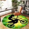 1 Stück Motorrad-Stuntfahrer Runder Stuhlmatte Büro Teppich - Rutschfest, Bodenmatte für Büro, Schlafzimmer und Innendekoration p127281