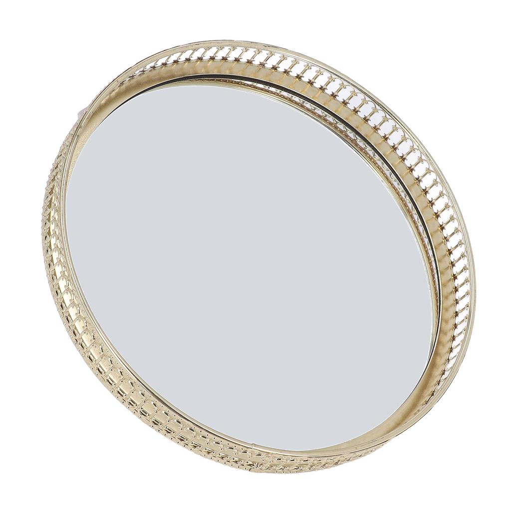 Zrcadlový podnos v americkém stylu, železný kulatý, velký dekorativní geometrický tvar, boční podnos na make-up pro