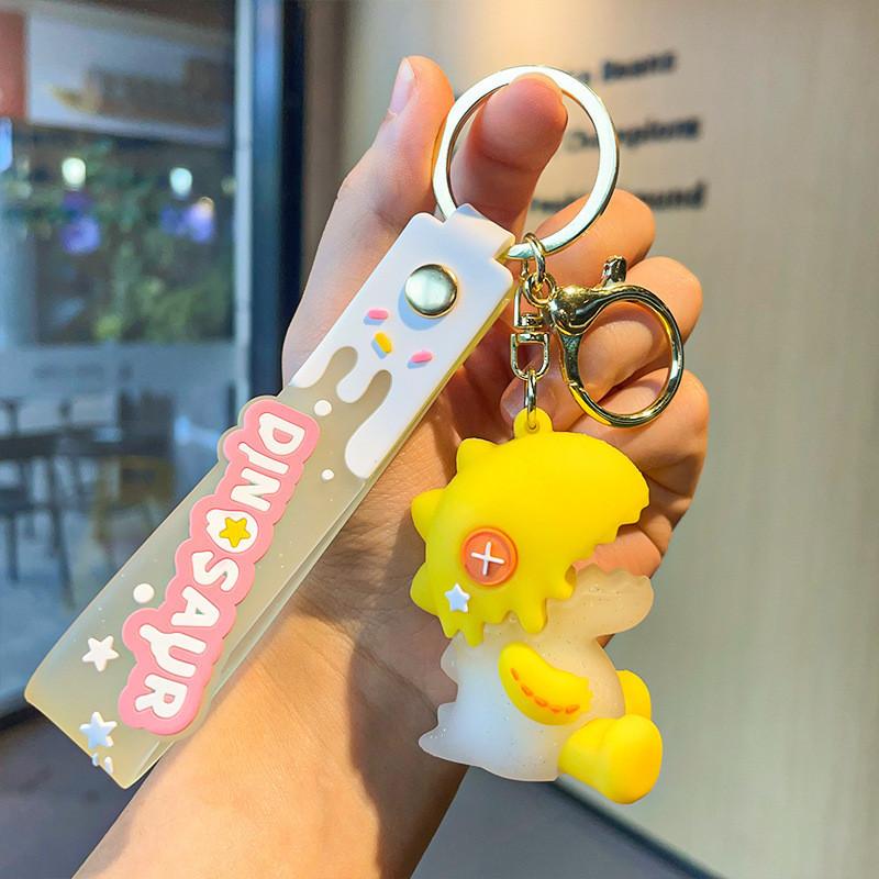 Entzückender Eisdinosaurier Schlüsselanhänger Weiches Gummi Zubehör Für Taschen Und Autos