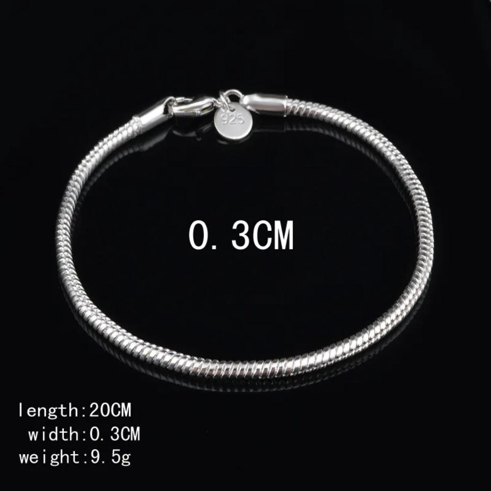 925 Silver Twisted Rope Bracelet 4MM Unisex Chain Fashion Jewelry for Women Men High Quality Durable