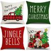New Home Christmas Pillow Cover Linen Print Santa Claus Living Room Sofa Cushion Bedroom Cushion