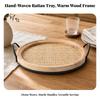 Serving Tray with Woven Inset Elegant Round Handles