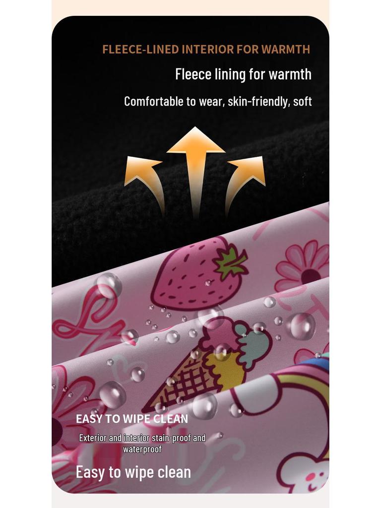 Children's Waterproof Smock: Autumn/Winter Girls' Stain-Proof Mealtime Cover-up & Down Jacket Outerwear.