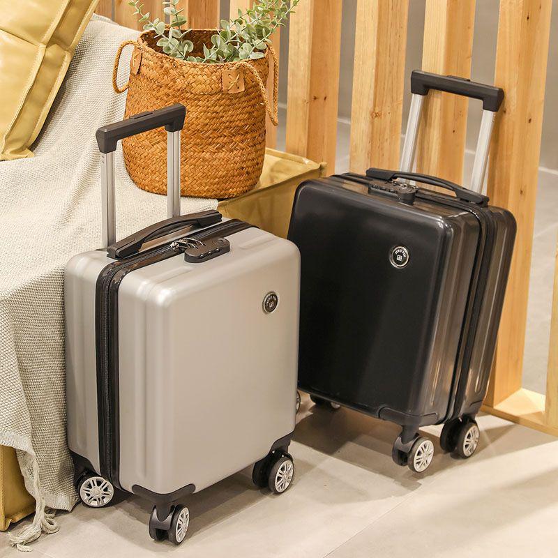12" Compact Trolley Suitcase – Spring/West Air Travel Combo with Password Lock, Leather Exterior