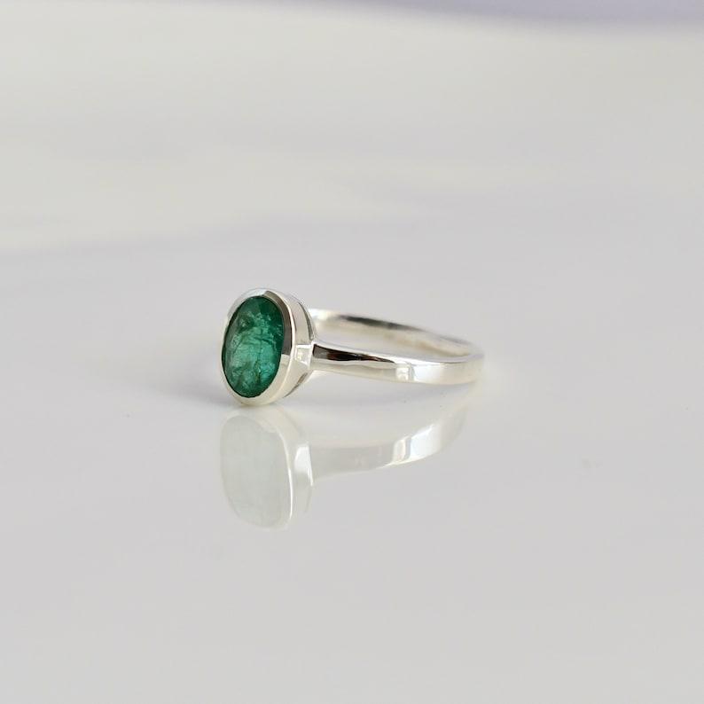 Green Emerald Oval Cut Gemstone Ring, 925 Sterling Silver, Women Ring, Gift For Her, Designer Ring, Birthday Anniversary Gift